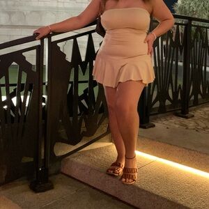 Chic Cream Strapless Mini Dress